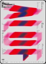 Poster of repeated red and pink ribbon-like letterforms.